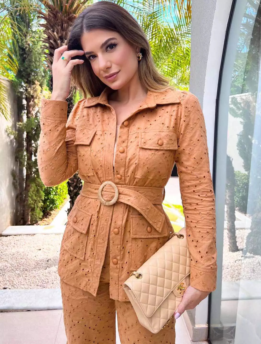 Conjunto Laise Algodão Utilitário Calça Nesga